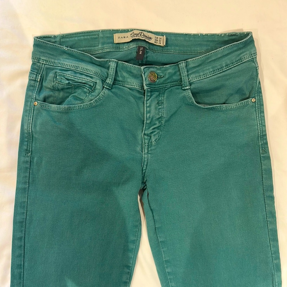 Zara core denim mint green women’s jeans